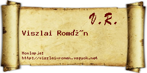 Viszlai Román névjegykártya